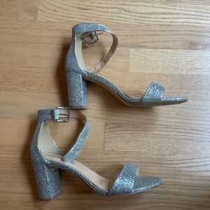 Glittery silver heels